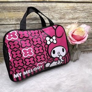 Sanrio Hello Kitty My Melody Accent Print Black Pink Purse HandBag Tote